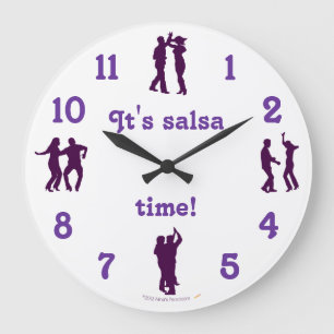 Grande Horloge Ronde Salsa Time Dance Poses Wall Clock with Numbers