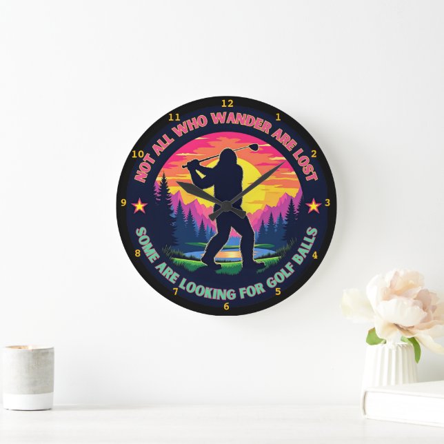 Grande Horloge Ronde Sasquatch Golf Mur amusant (Maison)