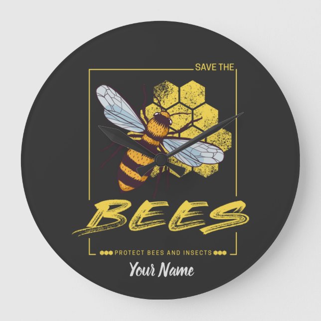 Grande Horloge Ronde Sauvez les abeilles pour l'apiculteur et l'apicult (Recto)