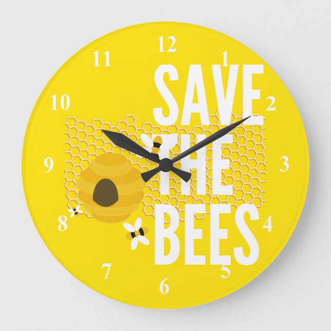 Grande Horloge Ronde SAve Les abeilles HONEYCOMB HONEYCOMB HONey POT (Recto)