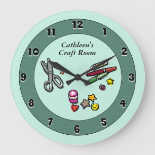 Grande Horloge Ronde Scénario personnalisé turquoise ou salle d'artisan