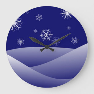 GRANDE HORLOGE RONDE SCÈNE DE NEIGE D'HIVER