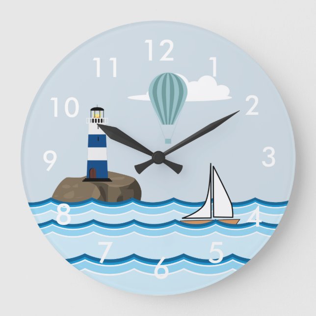 Grande Horloge Ronde Scene nautical with Lighthouse and Sailboat (Recto)