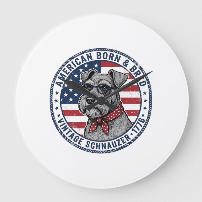 Grande Horloge Ronde Schnauzer Patriotique Vintage (Recto)