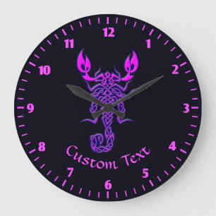 Grande Horloge Ronde Scorpion à nœud celtique violet