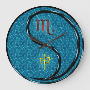 Grande Horloge Ronde Scorpion & Singe d'Eau