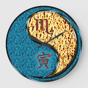 Grande Horloge Ronde Scorpion & Tigre de Feu