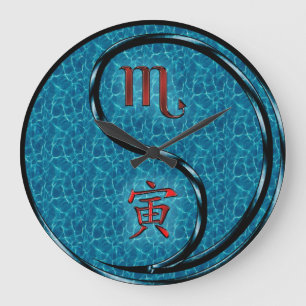 Grande Horloge Ronde Scorpion & Tigre d'eau