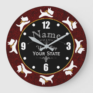 Grande Horloge Ronde Scotties On Run Personalize