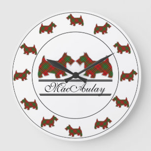 Grande Horloge Ronde Scottish Clan MacAulay Tartan Plaid Scottie Dogs