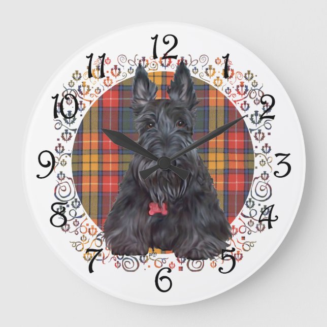 Grande Horloge Ronde Scottish terrier on tartan (Recto)