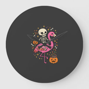 Grande Horloge Ronde Seau de bonbons squelette de flamant rose d'Hallow