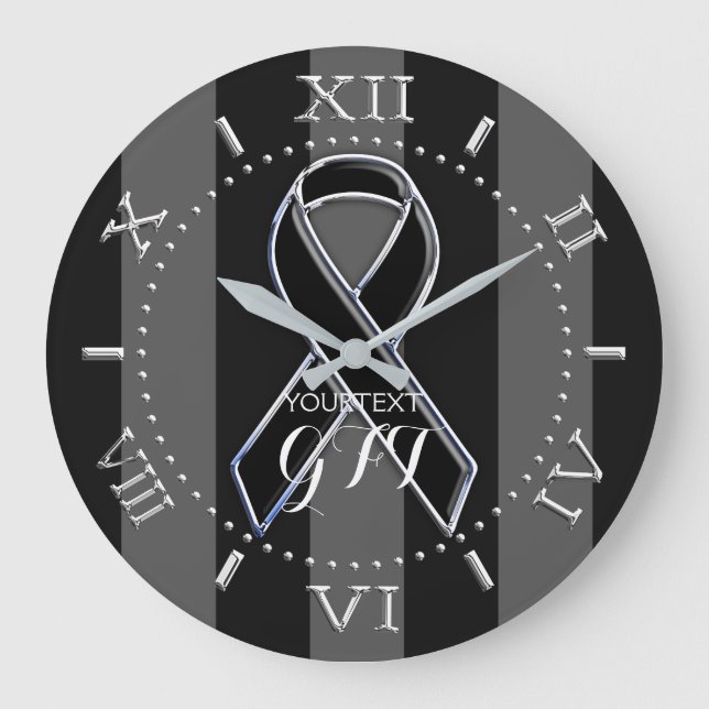 Grande Horloge Ronde Sensibilisation au ruban noir personnalisé sur une (Recto)