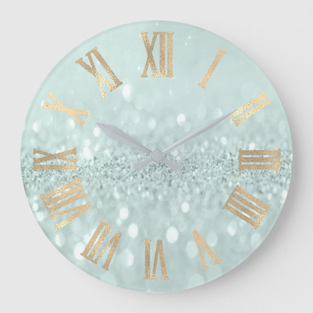 Grande Horloge Ronde Sepia Gold Gray MInt Metallic Roman Numers (Recto)