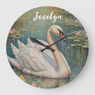 Grande Horloge Ronde Serenade de cygne tranquille
