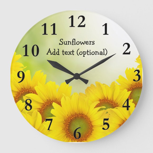 Grande Horloge Ronde Serrure Mur Acrylique Des Fleurs De Soleil (Recto)