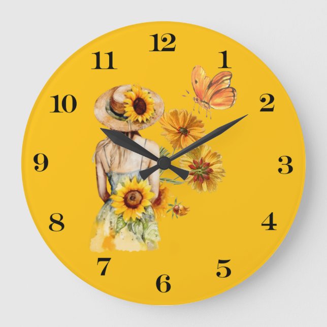Grande Horloge Ronde Serrure murale de tournesol (Recto)
