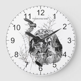Grande Horloge Ronde Setter anglais, chasse à la bécasse