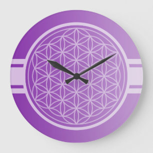 Grande Horloge Ronde SEULEMENT dégradés de COULEUR violet - Fleur de vi