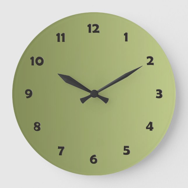 Grande Horloge Ronde SEULS gradients de COULEUR - vert olive + face hor (Recto)