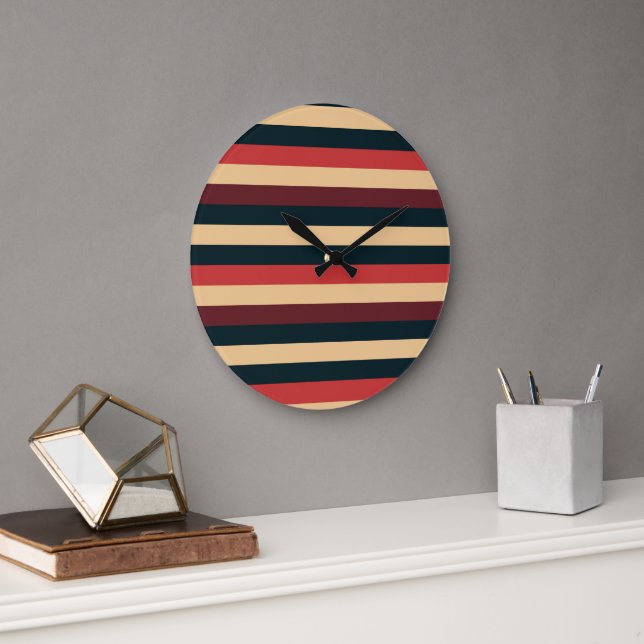 Grande Horloge Ronde Seventies Stripes (Bureau)