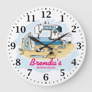 Grande Horloge Ronde Sewing Machine Personalizable Wall Clock