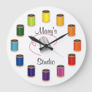 Grande Horloge Ronde Sewing Thimble, Needle and Threads