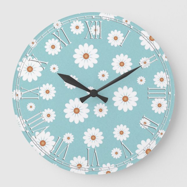 Grande Horloge Ronde Shabby Chic Belle Fleur Fleur Fleur Fleur Fleur Fl (Recto)