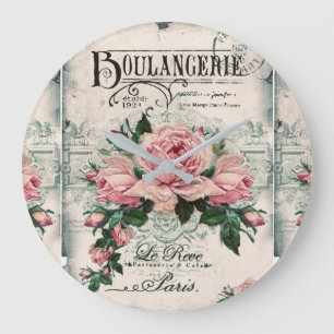 Grande Horloge Ronde shabby chic, decoupage, victorian, frch chic, pa