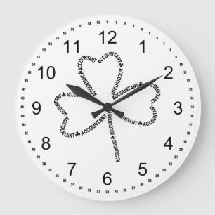 Grande Horloge Ronde Shamrock de texte comptable