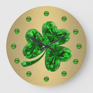 Grande Horloge Ronde Shamrock vert 1