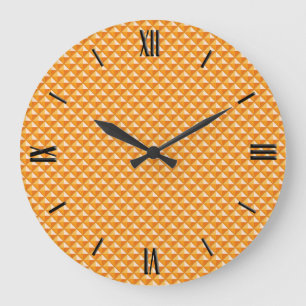Grande Horloge Ronde Sherbet orange, look émail, grille cloutée