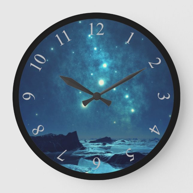 Grande Horloge Ronde Shining Stars at Night à Snowy North (Recto)