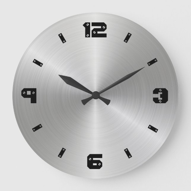 Grande Horloge Ronde Shiny Metal Texture, Numbers With Screw Heads (Recto)