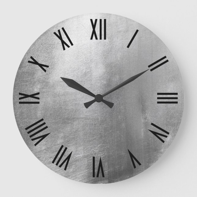 Grande Horloge Ronde Shiny Silver Faux Foil Black Roman (Recto)