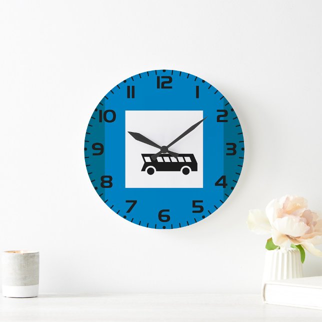 GRANDE HORLOGE RONDE SIGNE D'ARRÊT D'ARRÊT DE TRANSPORT PUBLIC (Créateur téléchargé)