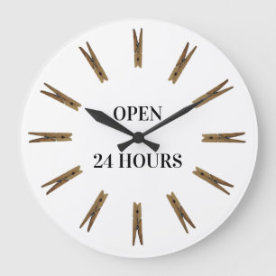 Grande Horloge Ronde Signe d'heures de buanderie