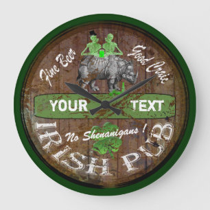 Grande Horloge Ronde Signe irlandais personnalisé de pub
