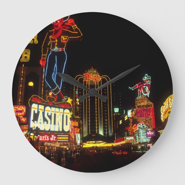 Grande Horloge Ronde Signe Las Vegas Night Time Neon Lights Casinos (Recto)