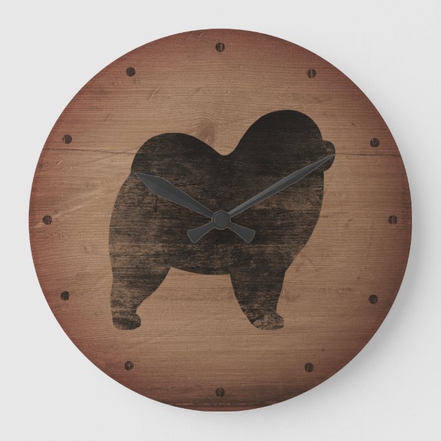 Grande Horloge Ronde Silhouette Chow Chow Rough Style Rustique (Recto)