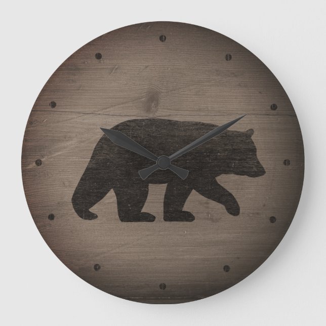Grande Horloge Ronde Silhouette de Black Bear (Recto)