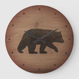 Grande Horloge Ronde Silhouette de Black Bear