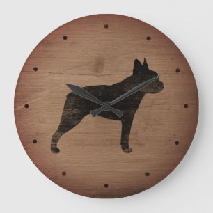 Grande Horloge Ronde Silhouette de Boston Terrier