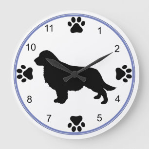 Grande Horloge Ronde Silhouette de golden retriever