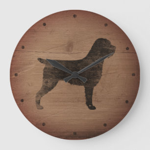Grande Horloge Ronde Silhouette de griffon de pointage à poils durs
