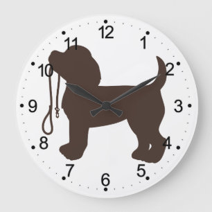 Grande Horloge Ronde Silhouette de petit chien - Choisir la couleur arr