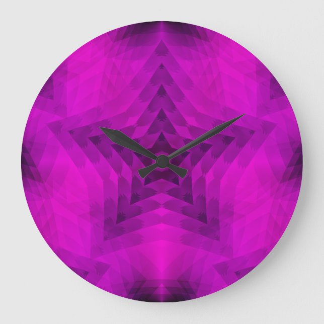 Grande Horloge Ronde Silhouette d'étoile violette brillante Aucun nombr (Recto)