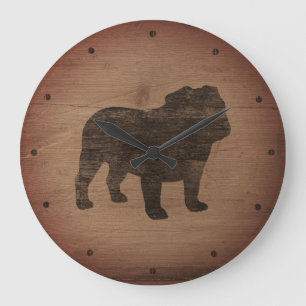 Grande Horloge Ronde Silhouette Faux Patiné Wood