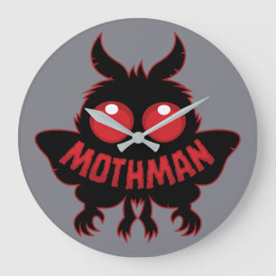 Grande Horloge Ronde Silhouette mystérieuse de l'Homme-Moth aux yeux ro