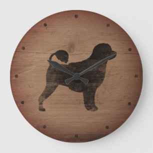 Grande Horloge Ronde Silhouette Russe du chien d'eau portugais